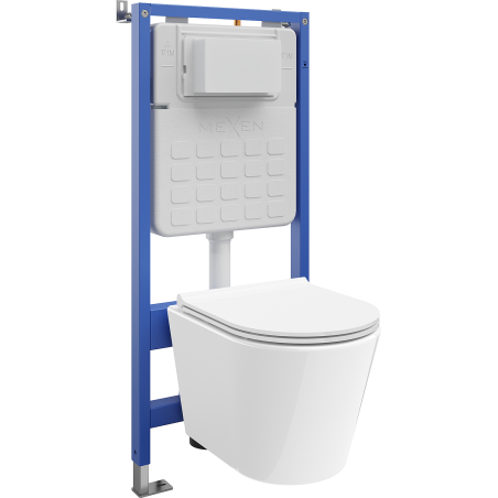 Mexen Rico ensemble encastré WC cadre Tex Slim avec cuvette WC Tornado et siège à descente lente, blanc - 610030720500T
