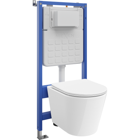 Mexen Rico ensemble encastré WC cadre Tex Slim avec cuvette WC Tornado et abattant à descente progressive, blanc