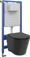 Mexen Rico ensemble WC encastré cadre Tex Slim avec cuvette WC Tornado et abattant à fermeture douce, noir mat - 610030721085T