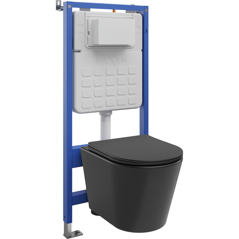 Mexen Rico ensemble WC encastrable Tex Slim avec cuvette WC et abattant à descente lente, noir mat - 610030721085