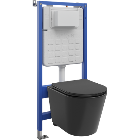 Mexen Rico ensemble encastré WC châssis pneumatique Tex Air Slim avec cuvette WC et abattant à fermeture lente, noir mat