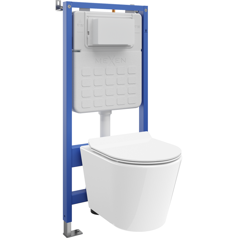 Mexen Rico ensemble encastré WC cadre pneumatique Tex Air Slim avec cuvette WC Tornado et abattant à descente lente, blanc