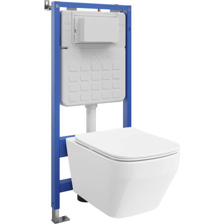 Mexen Riva ensemble encastré WC châssis Tex Slim avec cuvette WC Tornado et siège à descente lente, blanc - 610030630200T
