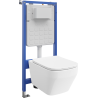 Mexen Riva ensemble encastré WC avec cadre pneumatique Tex Air Slim, cuvette WC Tornado et abattant à descente lente, blanc