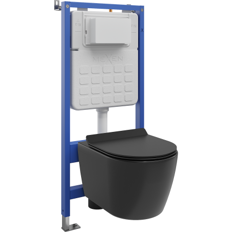 Mexen Carmen kit encastré WC châssis Tex Slim avec cuvette WC et abattant à descente ralentie, noir mat - 610030880185