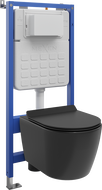 Mexen Carmen ensemble encastré WC cadre pneumatique Tex Air Slim avec cuvette WC et abattant à fermeture douce, noir mat