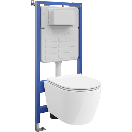 Mexen Carmen ensemble encastré WC châssis pneumatique Tex Air Slim avec cuvette WC et abattant à fermeture lente, blanc