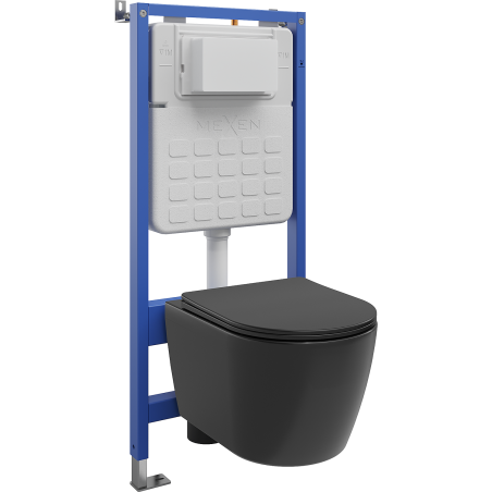 Mexen Carmen ensemble encastré WC bâti-support Tex Slim avec cuvette WC et abattant à descente lente, noir mat - 610030881085