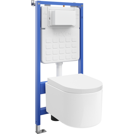 Mexen Sofia ensemble encastré WC bâti-support Tex Slim avec cuvette WC Tornado et abattant à descente progressive, blanc
