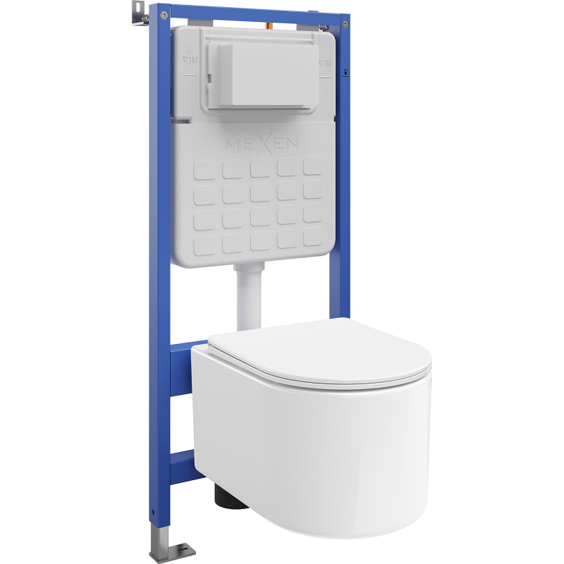 Mexen Sofia ensemble encastré WC cadre pneumatique Tex Air Slim avec cuvette WC Tornado et abattant à descente lente, blanc