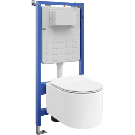 Mexen Sofia ensemble encastré WC cadre pneumatique Tex Air Slim avec cuvette WC et abattant à descente lente, blanc