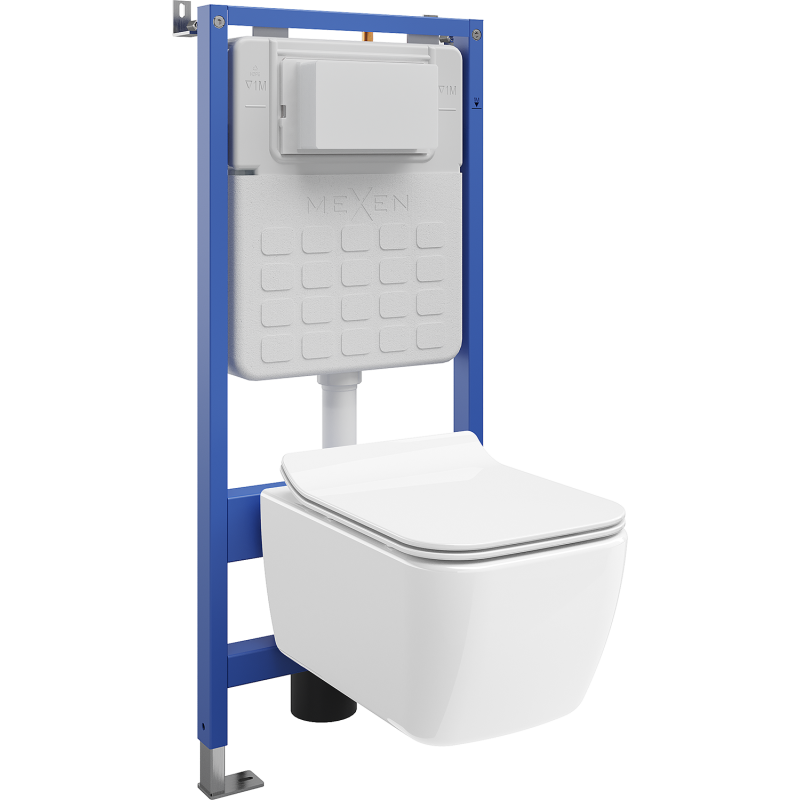 Mexen Stella ensemble WC encastré cadre Tex Slim avec cuvette WC et abattant à descente progressive, blanc - 610030680800