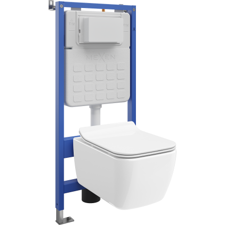 Mexen Stella ensemble WC encastré cadre Tex Slim avec cuvette WC et abattant à descente progressive, blanc - 610030680800