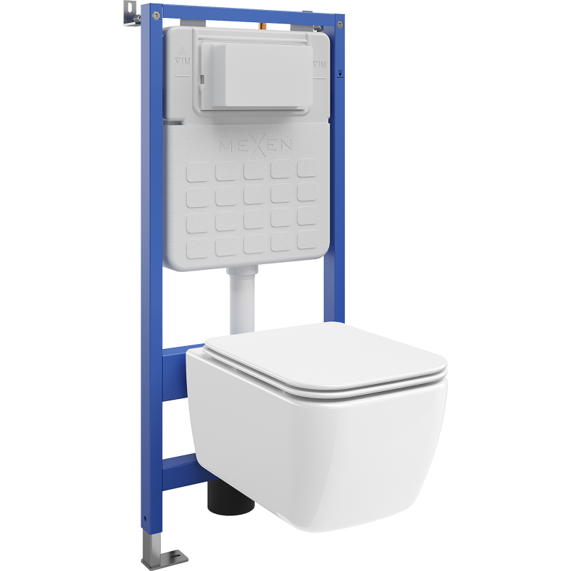 Mexen Stella ensemble encastré WC cadre pneumatique Tex Air Slim avec cuvette WC et siège à descente progressive, blanc