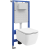 Mexen Stella ensemble encastré WC cadre pneumatique Tex Air Slim avec cuvette WC et siège à descente progressive, blanc