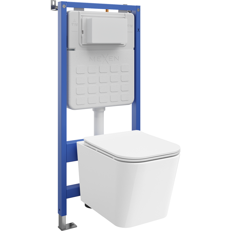 Mexen Teo ensemble encastré WC cadre Tex Slim avec cuvette WC Tornado et abattant à fermeture lente, blanc - 610030850600T