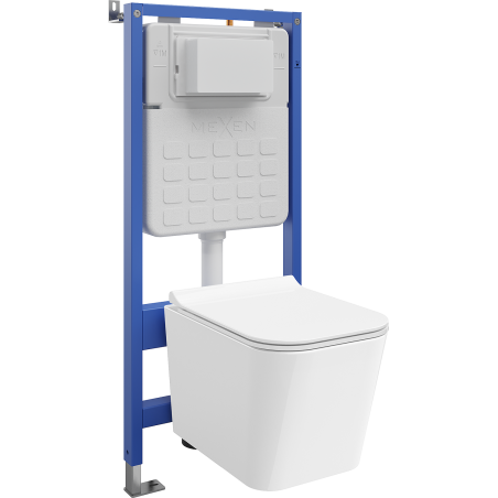 Mexen Teo ensemble encastré WC châssis pneumatique Tex Air Slim avec cuvette WC et abattant à descente progressive, blanc