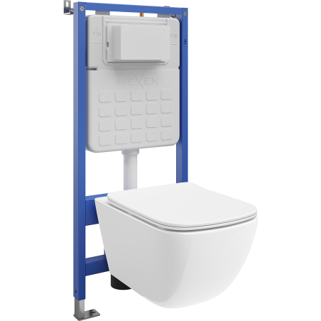 Mexen Timo ensemble encastré WC bâti Tex Slim avec cuvette WC Tornado et abattant à descente lente, blanc - 610030650200T