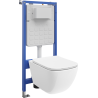 Mexen Timo ensemble encastré WC bâti Tex Slim avec cuvette WC Tornado et abattant à descente lente, blanc - 610030650200T