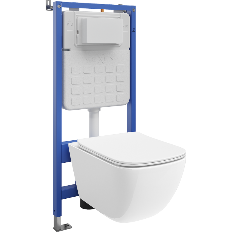 Mexen Timo ensemble encastré WC châssis pneumatique Tex Air Slim avec cuvette WC Tornado et abattant à descente progressive,