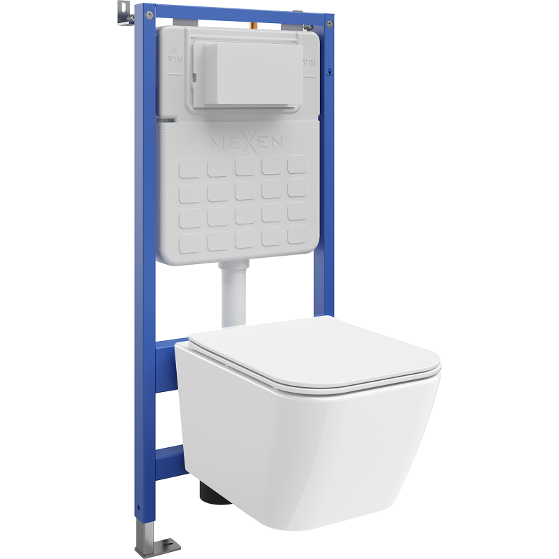 Mexen Madox ensemble encastré WC bâti Tex Slim avec cuvette WC et abattant à descente lente, blanc - 610030154000