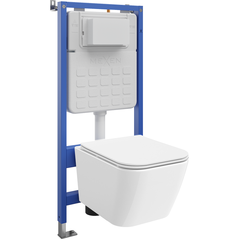 Mexen Madox ensemble encastré WC cadre pneumatique Tex Air Slim avec cuvette WC et abattant à fermeture lente, blanc