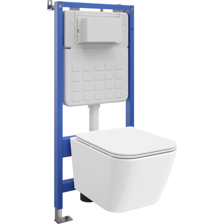 Mexen Madox ensemble encastré WC cadre pneumatique Tex Air Slim avec cuvette WC et abattant à fermeture lente, blanc
