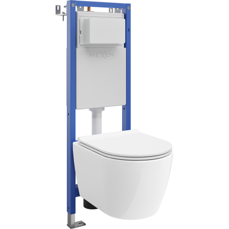 Mexen Carmen ensemble encastré WC cadre étroit, d'angle Tex W avec cuvette WC et abattant à descente progressive, blanc