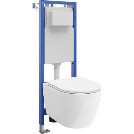 Mexen Carmen ensemble WC encastré support étroit, d'angle Tex W avec cuvette WC et abattant à descente ralentie, blanc