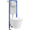 Mexen Carmen ensemble WC encastré support étroit, d'angle Tex W avec cuvette WC et abattant à descente ralentie, blanc