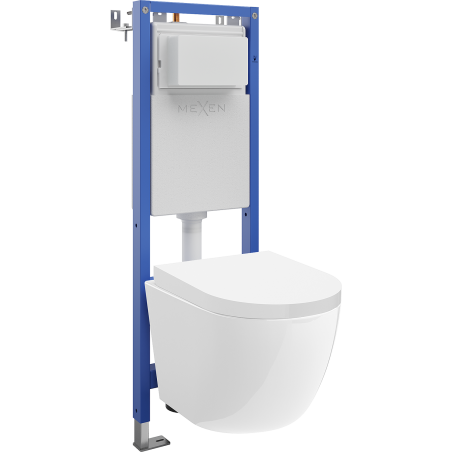 Mexen Lena ensemble encastré WC cadre étroit, d'angle Tex W avec cuvette WC et abattant à descente lente, blanc