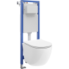 Mexen Lena ensemble encastré WC cadre étroit, d'angle Tex W avec cuvette WC Tornado et abattant à fermeture douce, blanc
