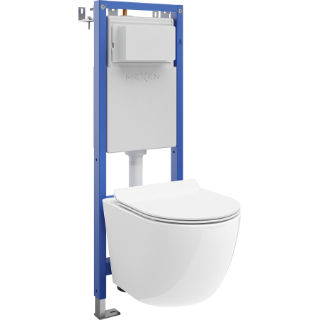 Mexen Lena ensemble WC encastré cadre mince, d'angle Tex W avec cuvette et abattant à descente progressive, blanc