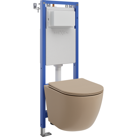 Mexen Lena ensemble WC encastré cadre étroit, d'angle Tex W avec cuvette WC et abattant à descente lente, cappuccino mat