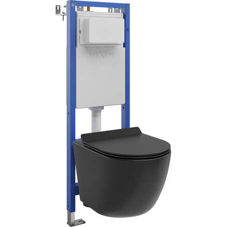 Mexen Lena ensemble encastré WC châssis étroit, d'angle Tex W avec cuvette WC et abattant à fermeture lente, noir mat