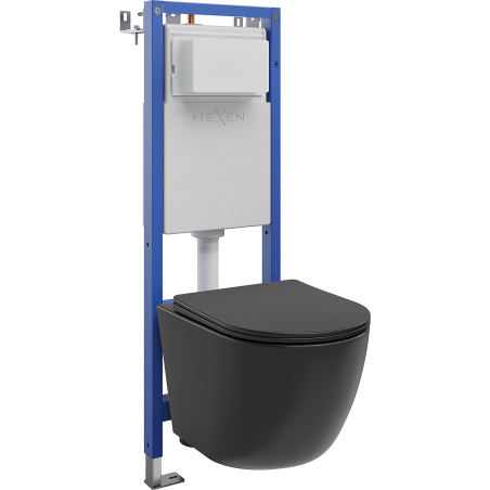 Mexen Lena ensemble encastré WC châssis étroit, d'angle Tex W avec cuvette WC et abattant à descente progressive, noir mat