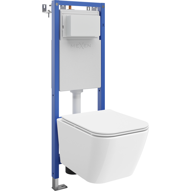 Mexen Madox ensemble encastré WC châssis étroit, d'angle Tex W avec cuvette WC et abattant à descente lente, blanc