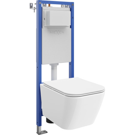Mexen Madox ensemble encastré WC châssis étroit, d'angle Tex W avec cuvette WC et abattant à descente lente, blanc