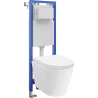 Mexen Rico set encastré WC, bâti-support étroit Tex W avec cuvette WC Tornado et abattant à descente progressive, blanc