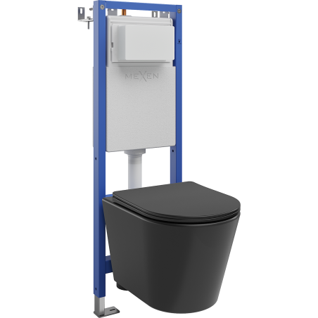 Mexen Rico ensemble encastré WC cadre étroit, d'angle Tex W avec cuvette WC et abattant à descente progressive, noir mat