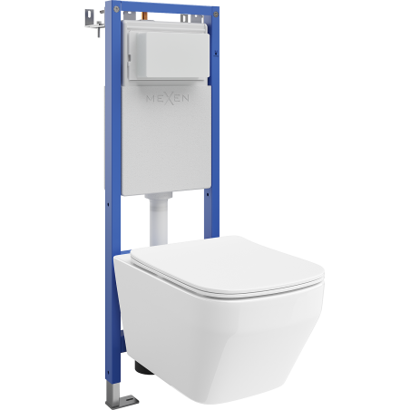 Mexen Riva ensemble encastré WC, cadre étroit d'angle Tex W avec cuvette WC Tornado et abattant à fermeture lente, blanc