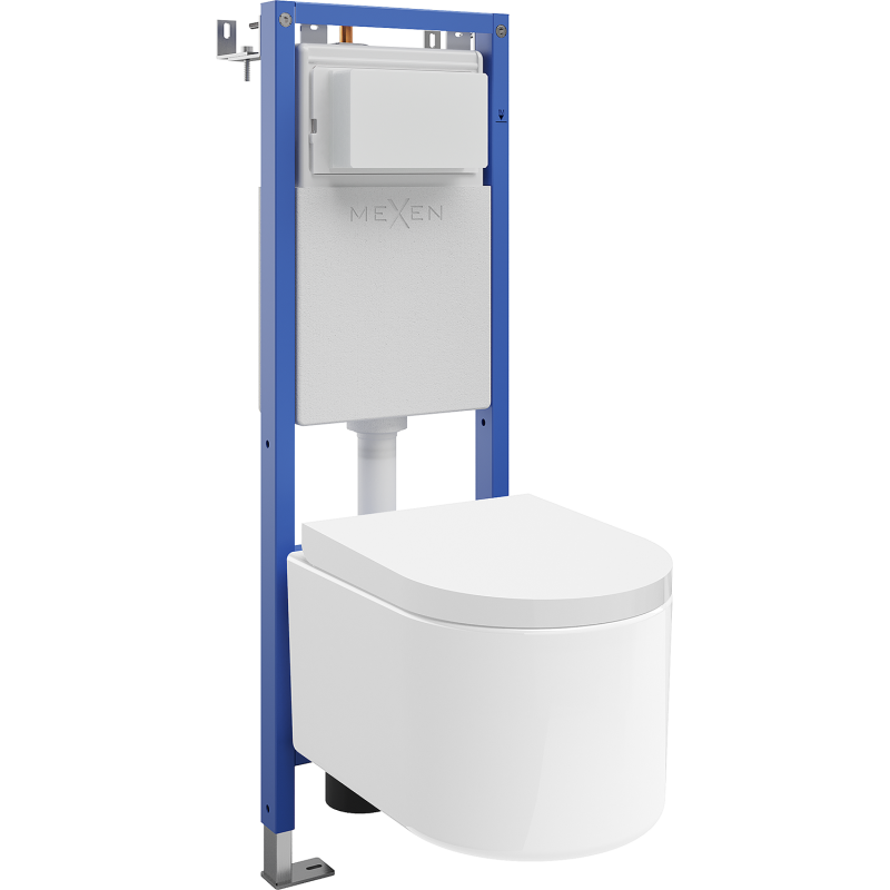 Mexen Sofia ensemble encastré WC châssis étroit d'angle Tex W avec cuvette WC et abattant à descente progressive, blanc