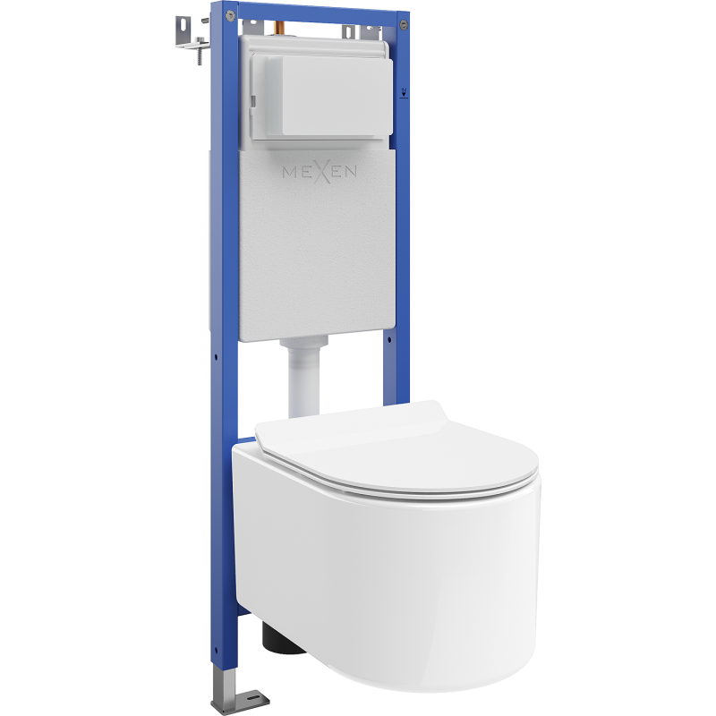 Mexen Sofia ensemble WC encastré avec cadre étroit, d'angle Tex W avec cuvette WC Tornado et abattant à descente lente, blanc