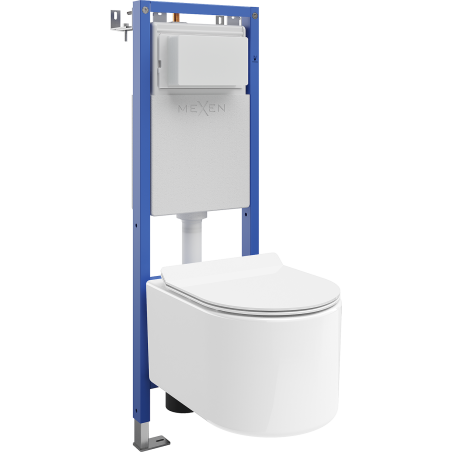 Mexen Sofia ensemble encastré WC cadre étroit, d'angle Tex W avec cuvette WC et abattant à descente progressive, blanc