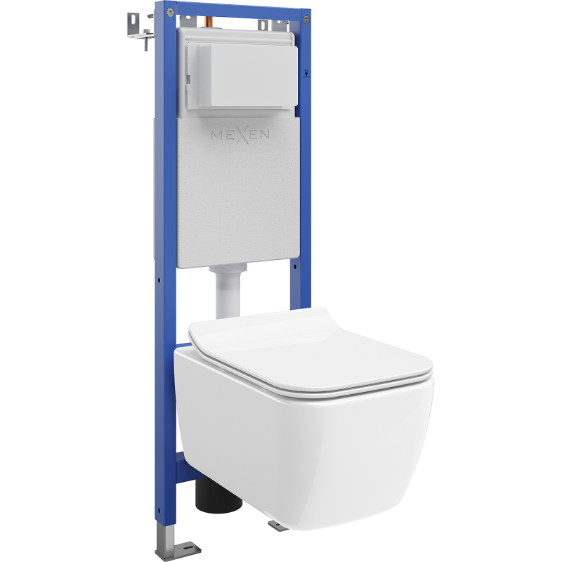 Mexen Stella ensemble encastré WC châssis étroit, d'angle Tex W avec cuvette WC et abattant à descente progressive, blanc