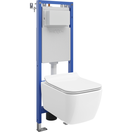 Mexen Stella ensemble encastré WC châssis étroit, d'angle Tex W avec cuvette WC et abattant à descente progressive, blanc