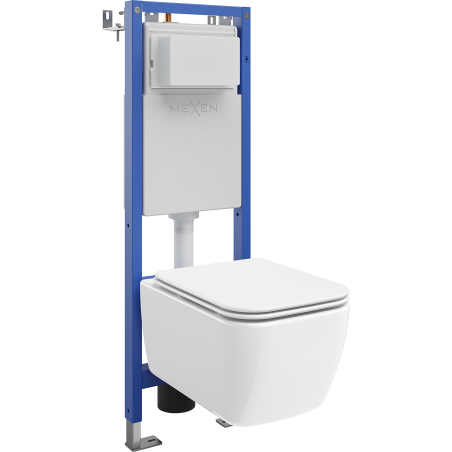 Mexen Stella Ensemble encastré WC cadre étroit, d'angle Tex W avec cuvette WC et abattant à descente progressive, blanc