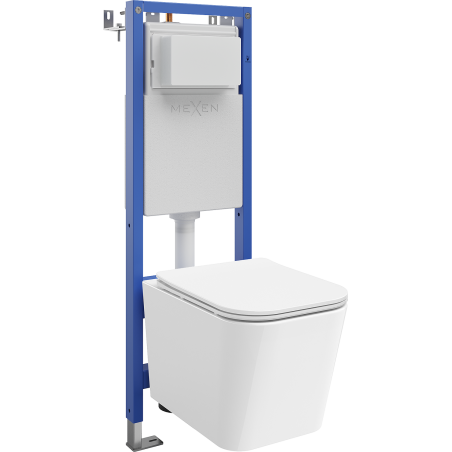 Mexen Teo ensemble encastré WC cadre étroit, d'angle Tex W avec cuvette WC et abattant à fermeture lente, blanc