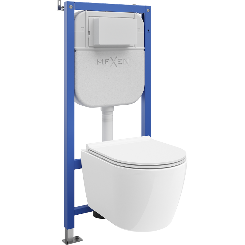 Mexen Carmen ensemble WC encastré châssis Tex E avec cuvette WC et abattant à descente progressive, blanc - 610930880500