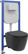 Mexen Carmen ensemble encastré WC châssis pneumatique Tex Air E avec cuvette WC et abattant à descente ralentie, noir mat
